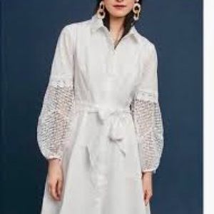 NWT Anthropologie Adria Moss Crocheted Poplin Dress. VIDEO detail
